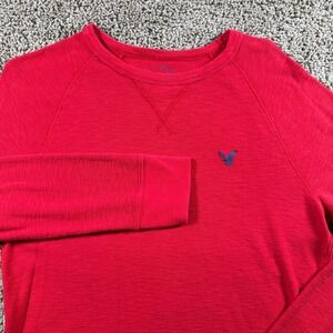 American Eagle Men's‎ thermal Red Heritage Long Sleeve Crew Neck Shirt medium